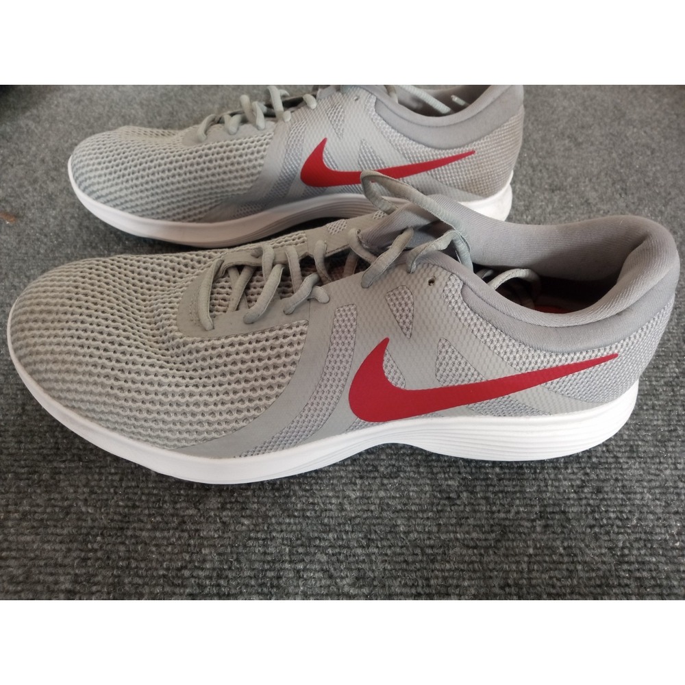 Nike Revolution 4 Running Shoes Wolf Grey Gym Red Stealth Men's 12 Performance